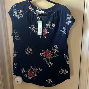 Fun 2 Fun Blue and Red Cap Sleeve Blouse